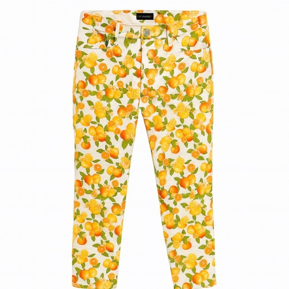 Talbots Citrus Print Jegging Crop Pants Size 8 – Lemon & Orange Stretch Denim